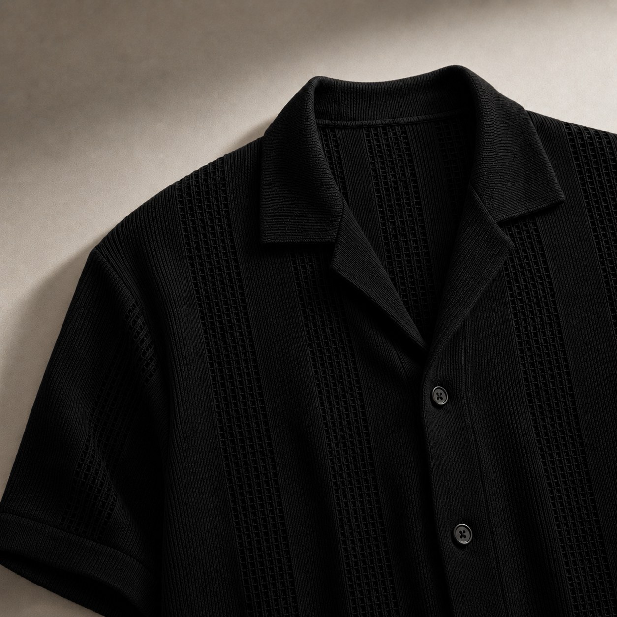 Black Volènèz Riviera Shirt fabric detail